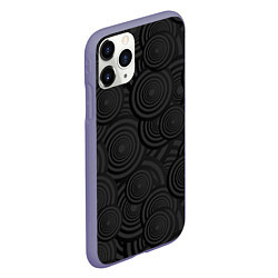 Чехол iPhone 11 Pro матовый Круги черный узор геометрия, цвет: 3D-серый — фото 2