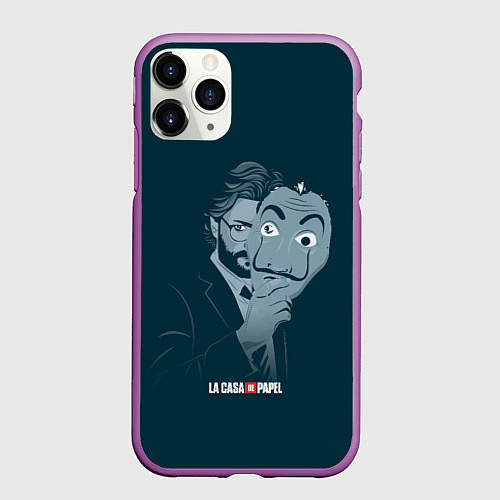 Чехол iPhone 11 Pro матовый БУМАЖНЫЙ ДОМ / 3D-Фиолетовый – фото 1