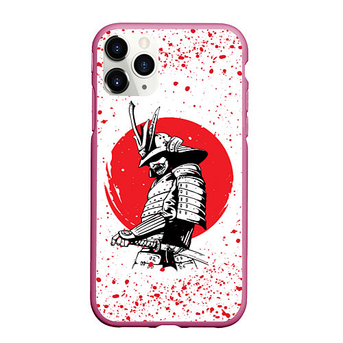 Чехол iPhone 11 Pro матовый Самурай в каплях крови Z / 3D-Малиновый – фото 1