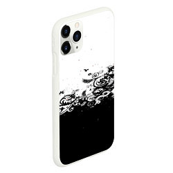 Чехол iPhone 11 Pro матовый Узоры линии черный белый чб, цвет: 3D-белый — фото 2