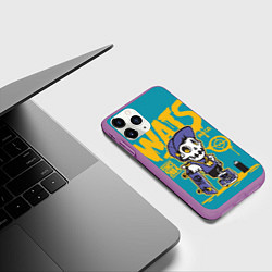 Чехол iPhone 11 Pro матовый Граффити Wats череп в кепке, цвет: 3D-фиолетовый — фото 2