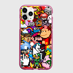 Чехол iPhone 11 Pro матовый Pixel, цвет: 3D-малиновый