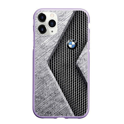 Чехол iPhone 11 Pro матовый BMW - emblem - metal - texture / 3D-Светло-сиреневый – фото 1