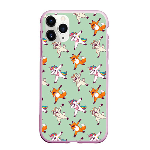 Чехол iPhone 11 Pro матовый Dabbing Animals / 3D-Розовый – фото 1