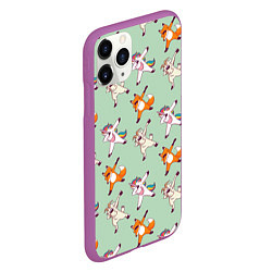 Чехол iPhone 11 Pro матовый Dabbing Animals, цвет: 3D-фиолетовый — фото 2