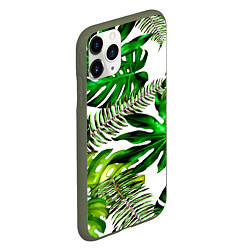 Чехол iPhone 11 Pro матовый ГАВАЙСКИЕ ЛИСТЬЯ, цвет: 3D-темно-зеленый — фото 2