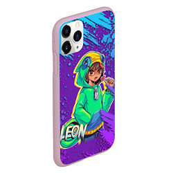 Чехол iPhone 11 Pro матовый BRAWL STARS LEON, цвет: 3D-розовый — фото 2