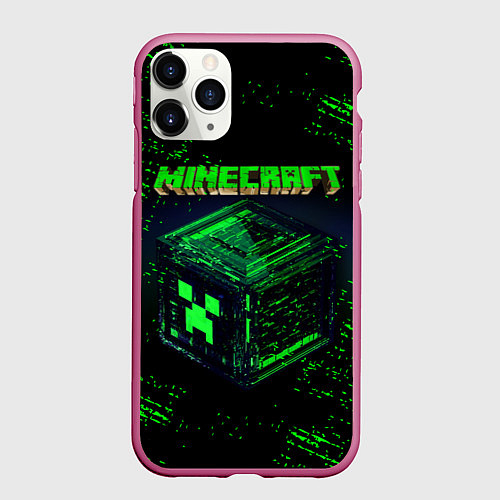 Чехол iPhone 11 Pro матовый MINECRAFT / 3D-Малиновый – фото 1