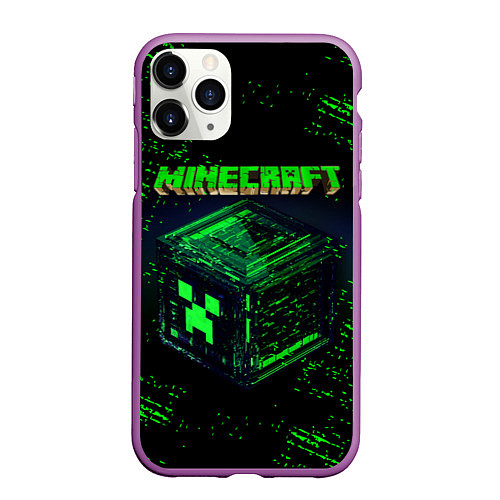 Чехол iPhone 11 Pro матовый MINECRAFT / 3D-Фиолетовый – фото 1