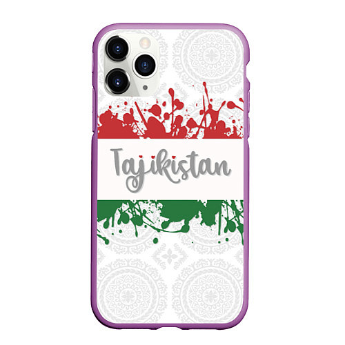 Чехол iPhone 11 Pro матовый Таджикистан / 3D-Фиолетовый – фото 1