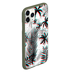 Чехол iPhone 11 Pro матовый ПАЛЬМЫ TROPICAL GLITCH, цвет: 3D-темно-зеленый — фото 2