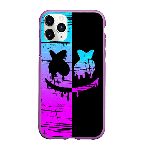 Чехол iPhone 11 Pro матовый FORTNITE MARSHMELLO / 3D-Фиолетовый – фото 1