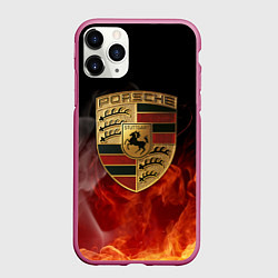 Чехол iPhone 11 Pro матовый PORSCHE ПОРШЕ, цвет: 3D-малиновый
