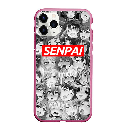 Чехол iPhone 11 Pro матовый SENPAI СЕНПАЙ / 3D-Малиновый – фото 1