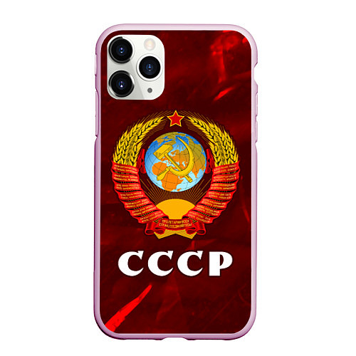 Чехол iPhone 11 Pro матовый СССР USSR / 3D-Розовый – фото 1