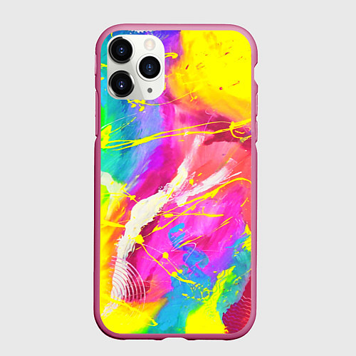 Чехол iPhone 11 Pro матовый ТИ-ДАЙ / 3D-Малиновый – фото 1