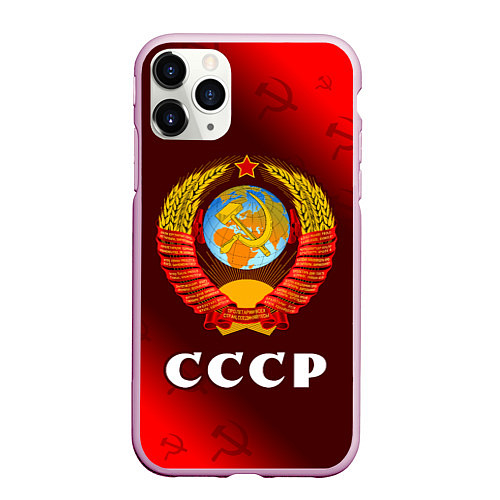 Чехол iPhone 11 Pro матовый СССР USSR / 3D-Розовый – фото 1