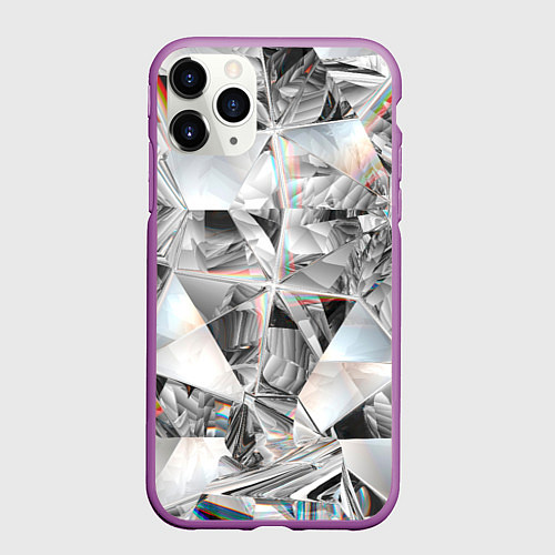 Чехол iPhone 11 Pro матовый Зеркальный калейдоскоп / 3D-Фиолетовый – фото 1