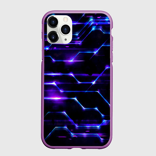 Чехол iPhone 11 Pro матовый Технологии будущее нано броня / 3D-Фиолетовый – фото 1