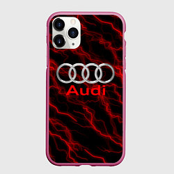 Чехол iPhone 11 Pro матовый AUDI, цвет: 3D-малиновый