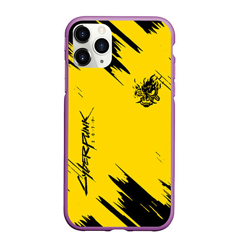 Чехол iPhone 11 Pro матовый CYBERPUNK 2077 / 3D-Фиолетовый – фото 1