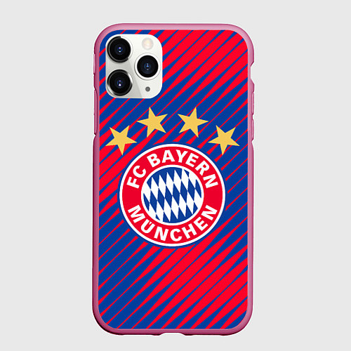 Чехол iPhone 11 Pro матовый BAYERN MUNCHEN / 3D-Малиновый – фото 1