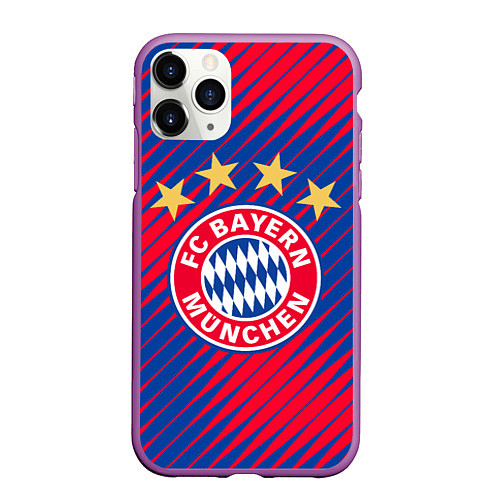 Чехол iPhone 11 Pro матовый BAYERN MUNCHEN / 3D-Фиолетовый – фото 1