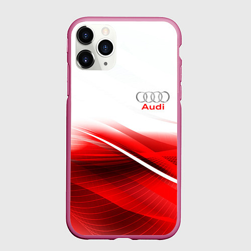 Чехол iPhone 11 Pro матовый AUDI / 3D-Малиновый – фото 1