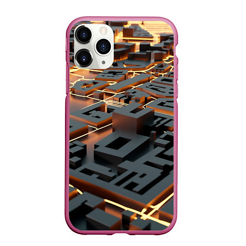 Чехол iPhone 11 Pro матовый 3D абстрактная схема / 3D-Малиновый – фото 1