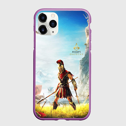 Чехол iPhone 11 Pro матовый AssassinS Creed Origins odyssey / 3D-Фиолетовый – фото 1