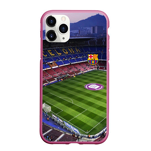 Чехол iPhone 11 Pro матовый FC BARCELONA / 3D-Малиновый – фото 1