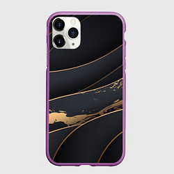 Чехол iPhone 11 Pro матовый Black gold, цвет: 3D-фиолетовый