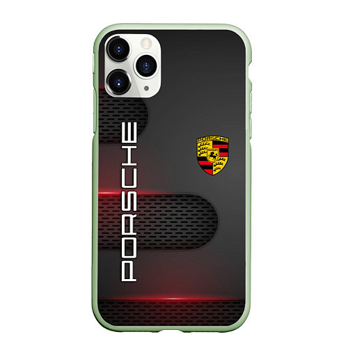 Чехол iPhone 11 Pro матовый PORSCHE / 3D-Салатовый – фото 1