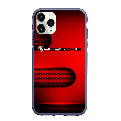 Чехол iPhone 11 Pro матовый PORSCHE / 3D-Серый – фото 1