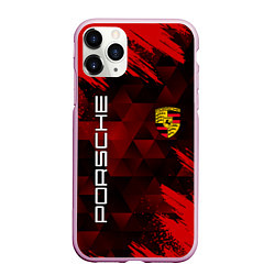 Чехол iPhone 11 Pro матовый PORSCHE, цвет: 3D-розовый