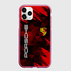 Чехол iPhone 11 Pro матовый PORSCHE, цвет: 3D-малиновый