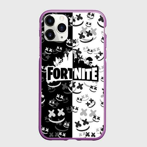 Чехол iPhone 11 Pro матовый FORTNITE MARSHMELLO / 3D-Фиолетовый – фото 1