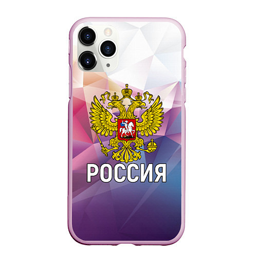 Чехол iPhone 11 Pro матовый РОССИЯ / 3D-Розовый – фото 1