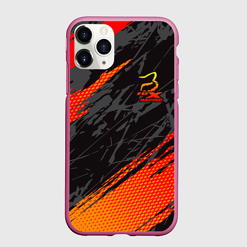 Чехол iPhone 11 Pro матовый Форма для мотокросса FOX / 3D-Малиновый – фото 1
