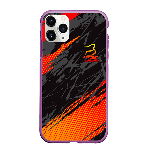 Чехол iPhone 11 Pro матовый Форма для мотокросса FOX / 3D-Фиолетовый – фото 1