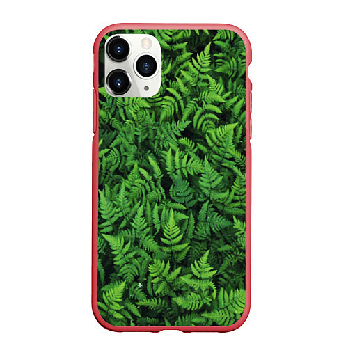 Чехол iPhone 11 Pro матовый ПАПОРОТНИК / 3D-Красный – фото 1