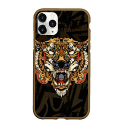 Чехол iPhone 11 Pro матовый Тигровый стимпанк Tiger, цвет: 3D-коричневый