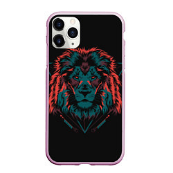 Чехол iPhone 11 Pro матовый Лев на закате, цвет: 3D-розовый