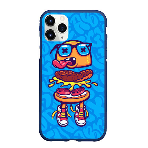 Чехол iPhone 11 Pro матовый Бутерброд монстрик граффити / 3D-Тёмно-синий – фото 1