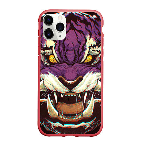 Чехол iPhone 11 Pro матовый Маска тигра Ханья / 3D-Красный – фото 1