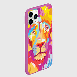 Чехол iPhone 11 Pro матовый Акварельный лев, цвет: 3D-фиолетовый — фото 2