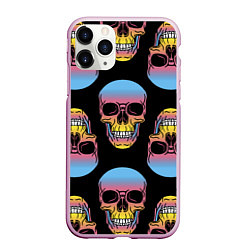 Чехол iPhone 11 Pro матовый Neon skull!, цвет: 3D-розовый