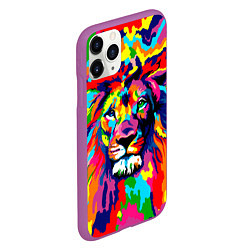 Чехол iPhone 11 Pro матовый Лев Artistic Art, цвет: 3D-фиолетовый — фото 2