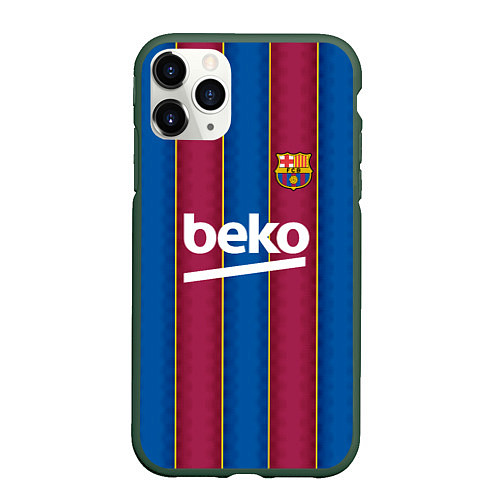 Чехол iPhone 11 Pro матовый FC Barcelona 2021 / 3D-Темно-зеленый – фото 1