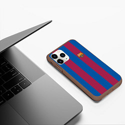 Чехол iPhone 11 Pro матовый FC Barcelona 2021, цвет: 3D-коричневый — фото 2